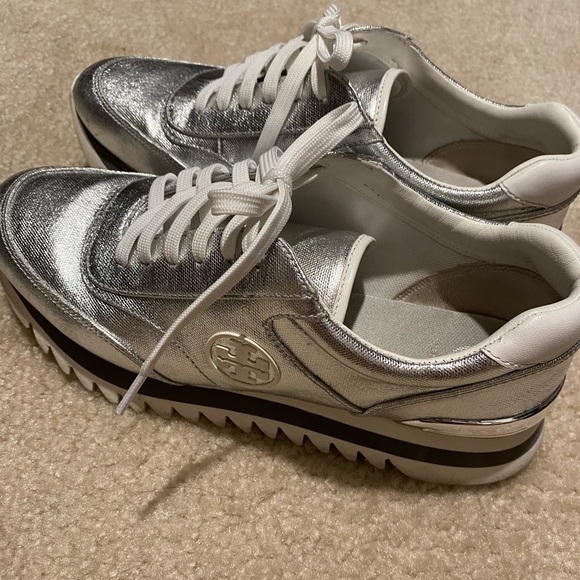 tory burch silver sneakers